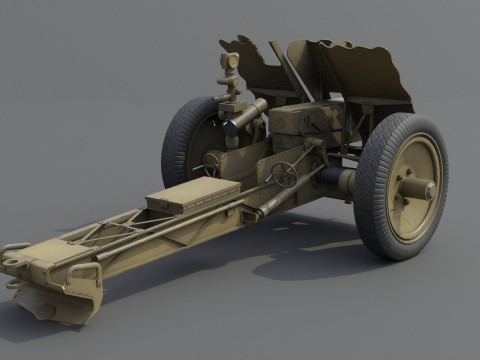 75mm Light Infantry Weapon 18 Low-poly 3D Модель