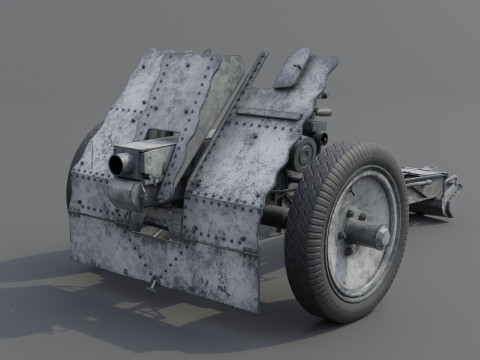 75mm Light Infantry Weapon 18 Low-poly 3D Модель