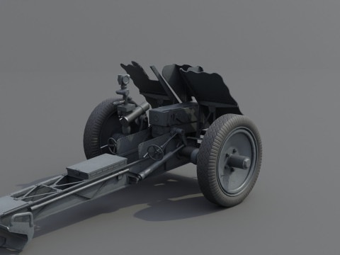 75mm Light Infantry Weapon 18 Low-poly 3D Модель