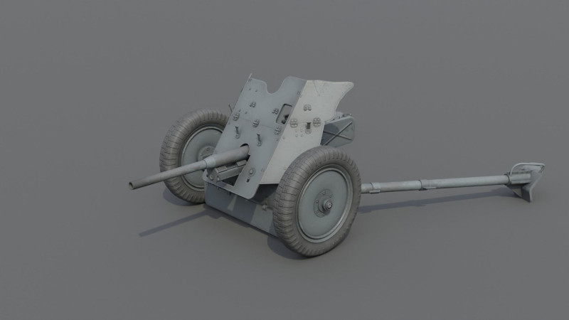 37mm Pak 36 Anti Tank Weapon Low-poly 3D Модель .c4d .max .obj .3ds .fbx .stl .blend