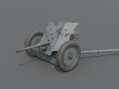 37mm Pak 36 Anti Tank Weapon Low-poly Modello 3D