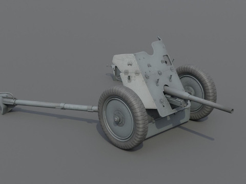 37mm Pak 36 Anti Tank Weapon Low-poly 3D Модель