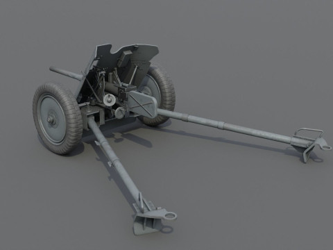 37mm Pak 36 Anti Tank Weapon Low-poly 3D Модель