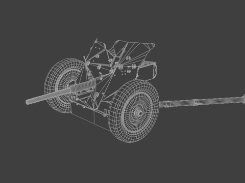 37mm Pak 36 Anti Tank Weapon Low-poly 3D Модель