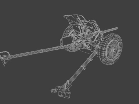 37mm Pak 36 Anti Tank Weapon Low-poly 3D Модель