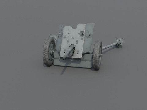 37mm Pak 36 Anti Tank Weapon Low-poly 3D Модель