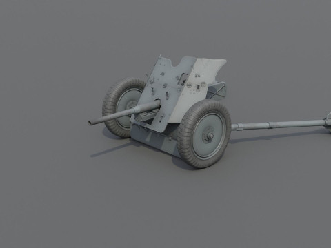 37mm Pak 36 Anti Tank Weapon Low-poly 3D Модель