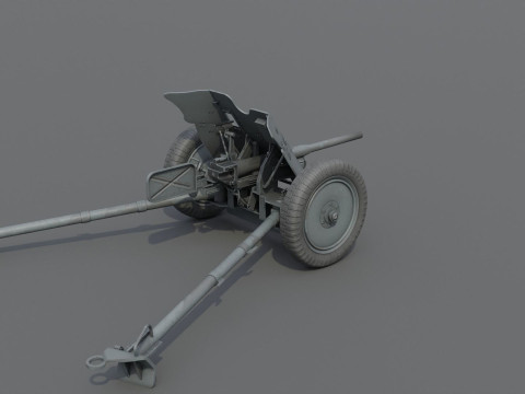 37mm Pak 36 Anti Tank Weapon Low-poly 3D Модель