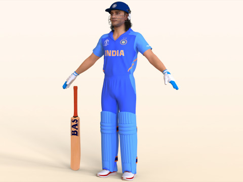 Cricket Batsman Dhoni 3D Модель