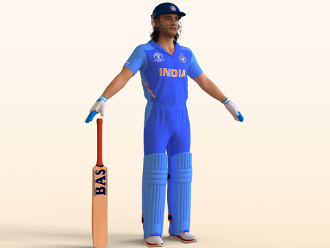 Cricket Batsman Dhoni 3D Модель
