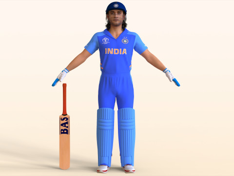 Cricket Batsman Dhoni 3D Модель