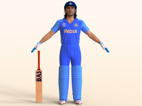 Cricket Batsman Dhoni 3D Модель