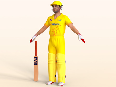 Cricket Batsman Dhoni 3D Модель