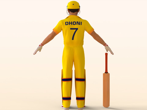 Cricket Batsman Dhoni 3D Модель