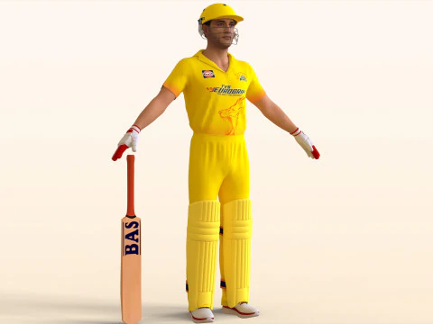 Dhoni, battitore di cricket Modello 3D