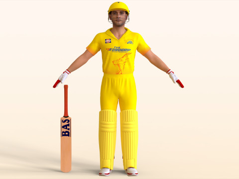 Cricket Batsman Dhoni 3D Модель