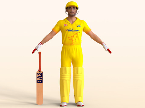 Cricket Batsman Dhoni 3D Модель