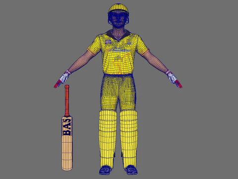 Dhoni, battitore di cricket Modello 3D