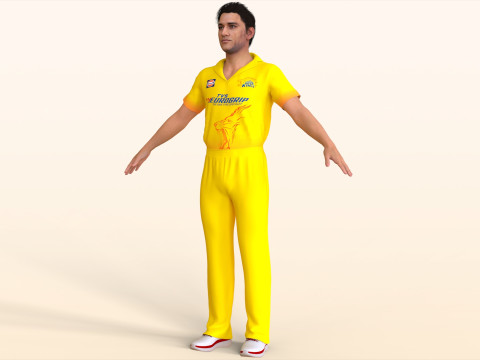 Cricket Player Dhoni Modello 3D