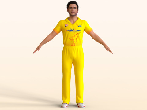 Cricket Player Dhoni Modello 3D