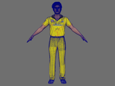 Cricket Player Dhoni Modello 3D