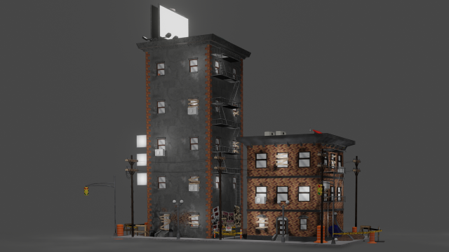 Post apocalyptic buildings and props Modelo 3D .c4d .max .obj .3ds .fbx .stl .blend 