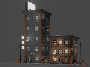 Post apocalyptic buildings and props 3D Model