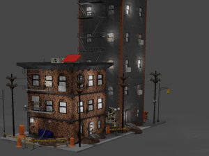 Post apocalyptic buildings and props 3D Model