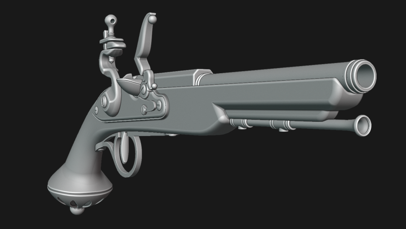Pirate pistol Model 3D .c4d .max .obj .3ds .fbx .stl .blend 
