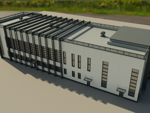 Factory building Model 3D