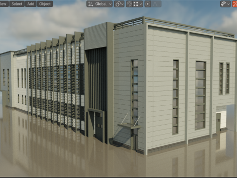 Factory building Model 3D