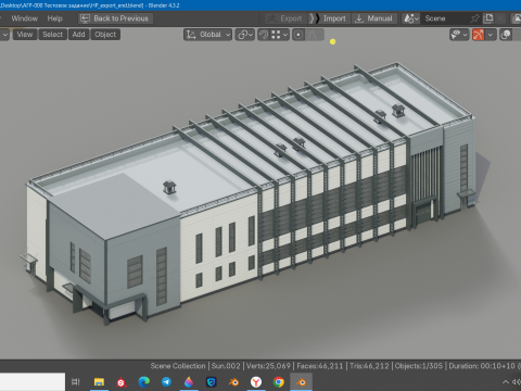 Factory building Model 3D