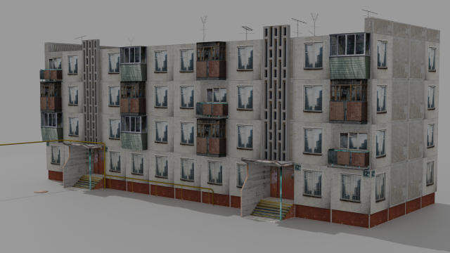 Soviet Hrushev house 3D मॉडल .c4d .max .obj .3ds .fbx .stl .blend 