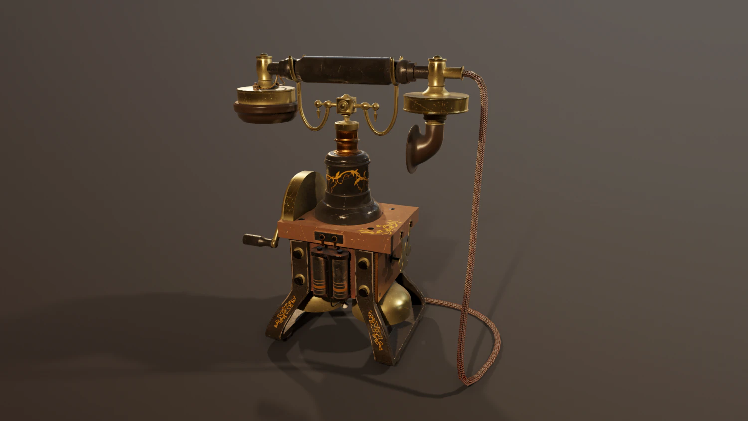 Retro phone PBR game ready low poly 3D Model .c4d .max .obj .3ds .fbx .stl .blend 