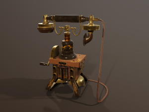 Retro phone PBR game ready low poly Modelo 3D