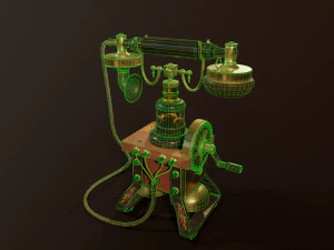 Retro phone PBR game ready low poly 3D Model
