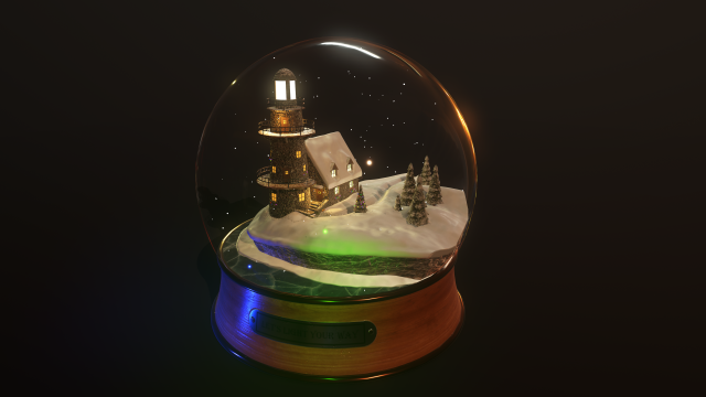 Christmas Snowglobe lighthouse PBR low poly Modelo 3D .c4d .max .obj .3ds .fbx .stl .blend