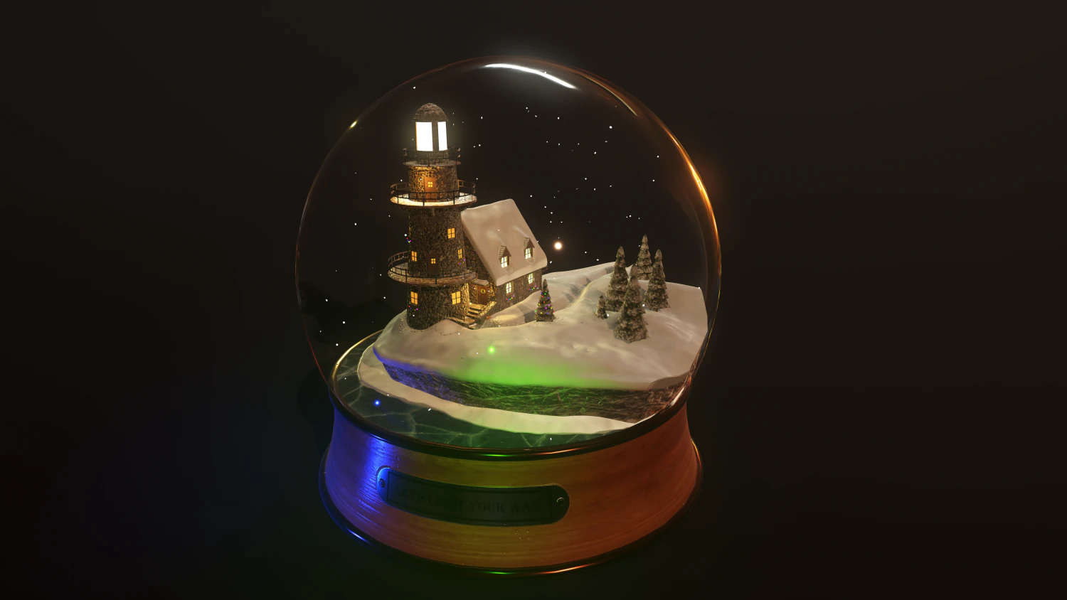 Christmas Snowglobe lighthouse PBR low poly 3D Model .c4d .max .obj .3ds .fbx .stl .blend