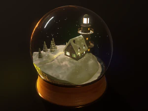 Christmas Snowglobe lighthouse PBR low poly 3D Model