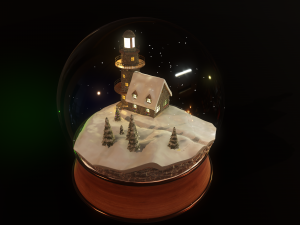 Christmas Snowglobe lighthouse PBR low poly Modelo 3D