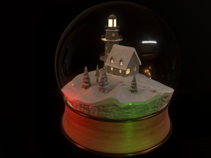 Christmas Snowglobe lighthouse PBR low poly Modelo 3D