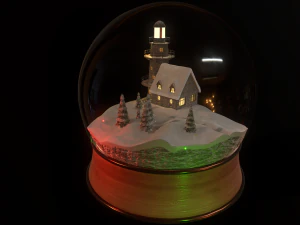 Christmas Snowglobe lighthouse PBR low poly 3D Model