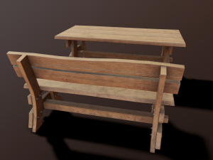 Outdoor table and bench low poly 3D मॉडल