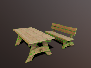 Outdoor table and bench low poly 3D मॉडल