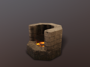 Outdoor braizer oven BBQ low poly Model 3D
