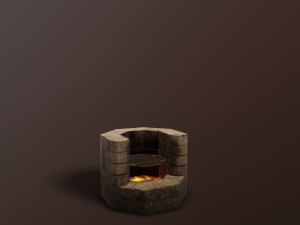 Outdoor braizer oven BBQ low poly Model 3D