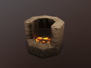 Outdoor braizer oven BBQ low poly Model 3D