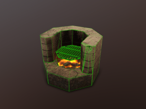 Outdoor braizer oven BBQ low poly Model 3D