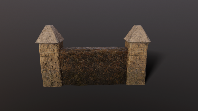 Stone wall and column low poly Model 3D .c4d .max .obj .3ds .fbx .stl .blend 