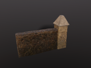 Stone wall and column low poly Model 3D
